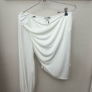 Fashion Nova White Asymmetrical Blouse